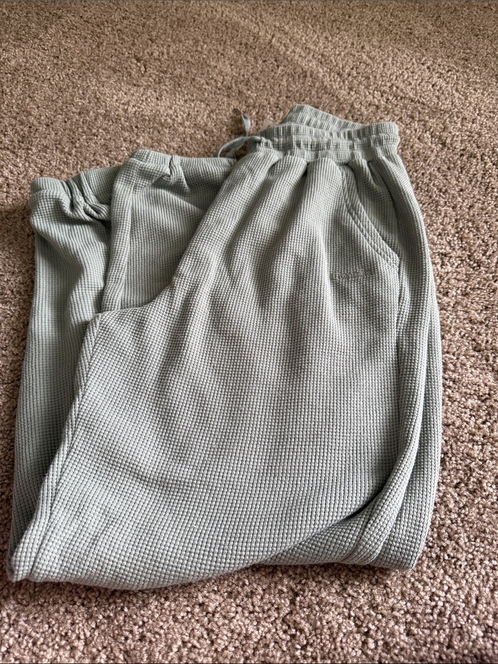 Comfit Waffle Knit Jogger Pants in Sage Green